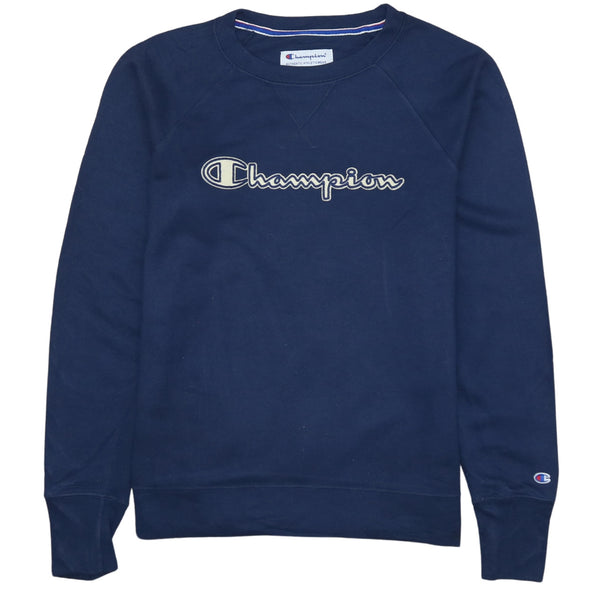 Vintage Champion 90's Crew Neck Spellout XSmall Navy Sweatshirt