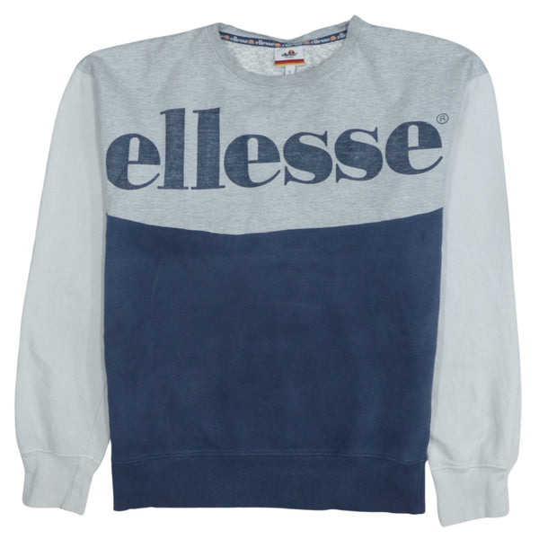 Vintage Ellesse 90's Spellout Crew Neck Sweatshirt Small Grey