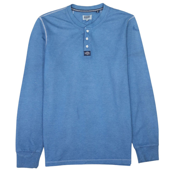 Diesel 90's Long Sleeve Quarter Button Sweatshirt Large Blue