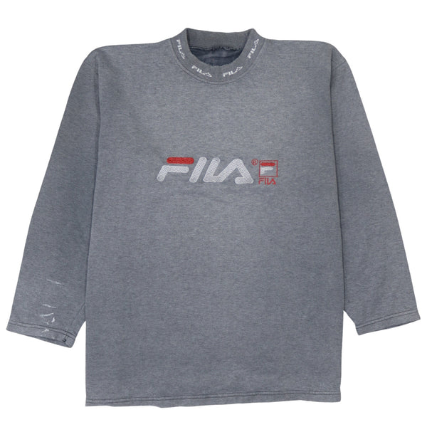 Vintage Fila 90's Grey Spellout Crew Neck Sweatshirt XL Cotton Retro