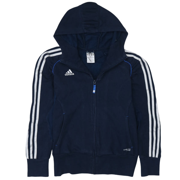 Adidas 90's Striped Sleeve Full Zip Up Hoodie Small  Navy Blue
