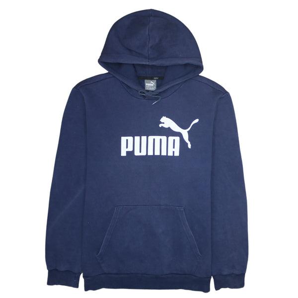Puma 90's Spellout Pullover Hoodie Large Navy Blue