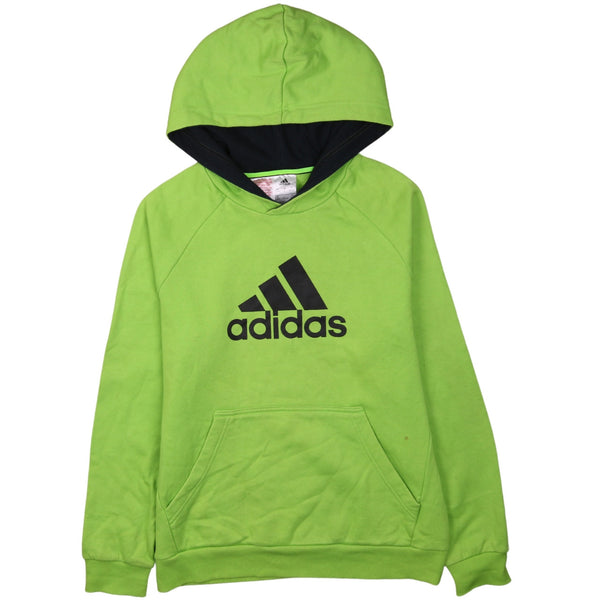 Adidas Women's 90's Vintage Spellout Hoodie Large Green Pullover