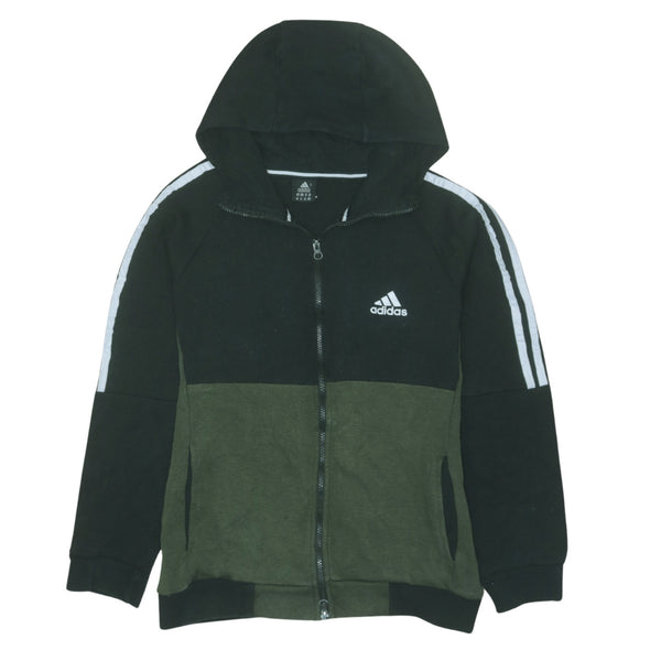 Adidas Vintage 90's Striped Sleeve Full Zip Hoodie Large Black Green