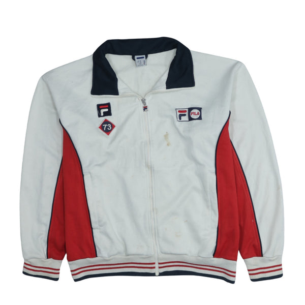 Fila 90's Lightweight Full Zip Up Sweatshirt XLarge White