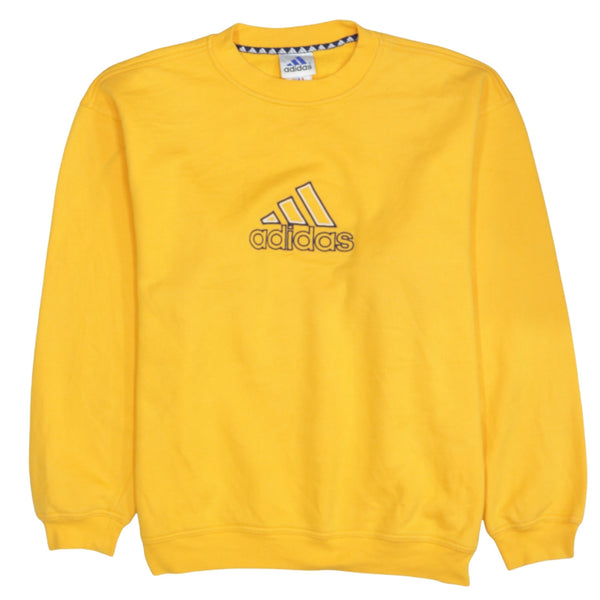 Adidas 90's Spellout Crew Neck Sweatshirt Large  Yellow