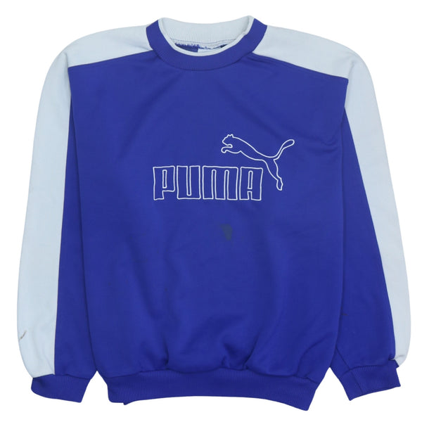 Puma Men's 90s Vintage Spellout Crew Neck Sweatshirt XXL Blue