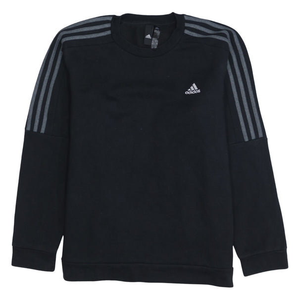 Adidas 90's Striped Sleeve Crew Neck Sweatshirt Large Black