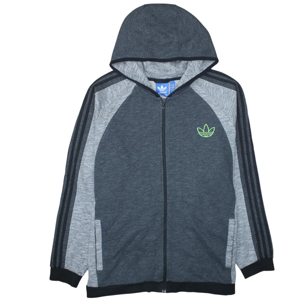 Adidas 90's Striped Sleeve Full Zip Up Hoodie XXLarge (2XL) Grey