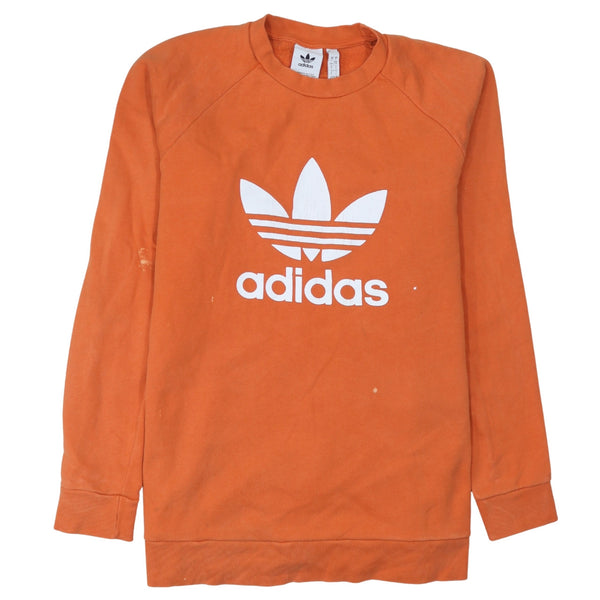 Adidas 90's Spellout Crew Neck Sweatshirt Large Orange