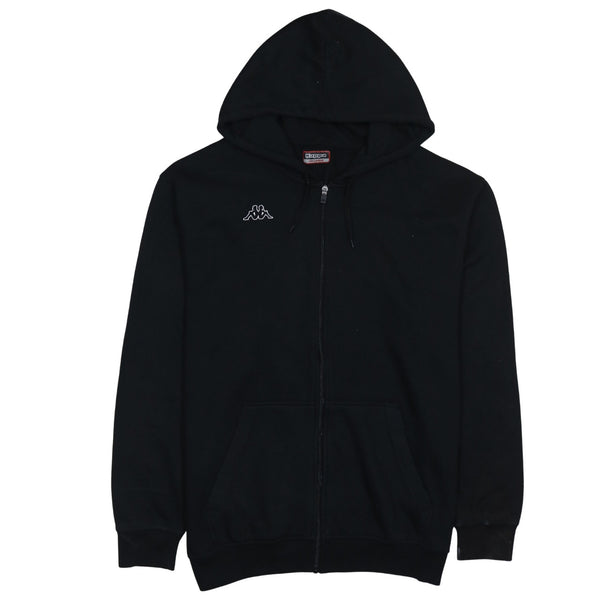 Kappa 90's Drawstring Pockets Full Zip Up Hoodie XXXLarge (3XL) Black