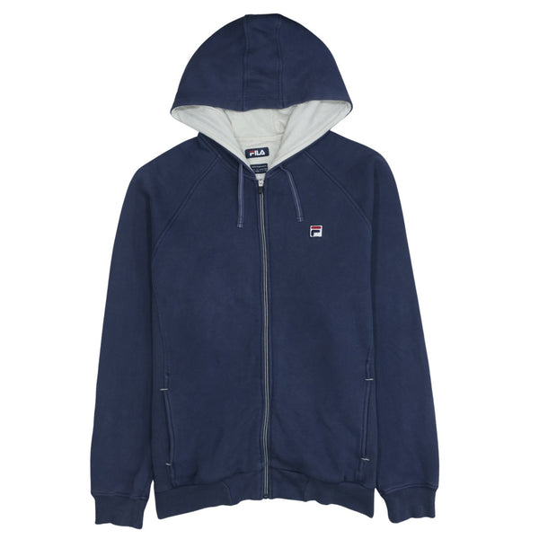 Fila 90's Sportswear Full Zip Up Hoodie Large Navy Blue | Vintage Cotton