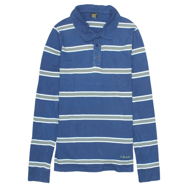 Lee Women's Medium Vintage 90's Navy Blue Polo Long Sleeve Shirt