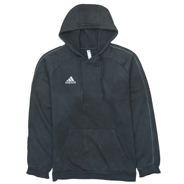 Adidas 90's Vintage Black Pullover Hoodie Large with Drawstring Pockets