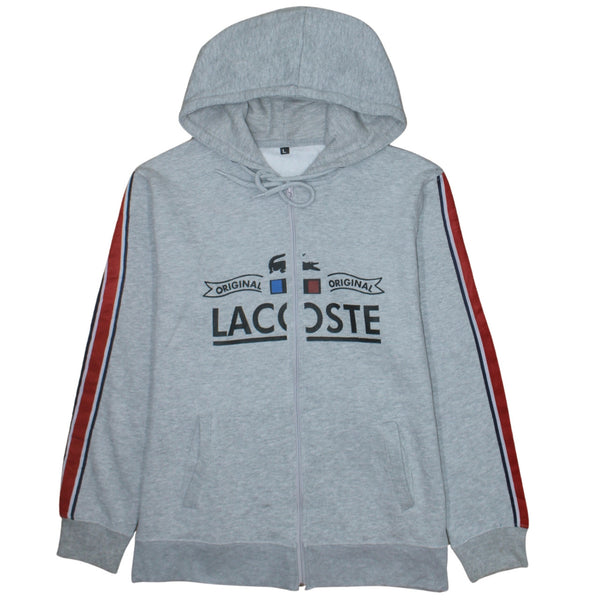 Lacoste 90's Swoosh Full Zip Up Hoodie Large Grey