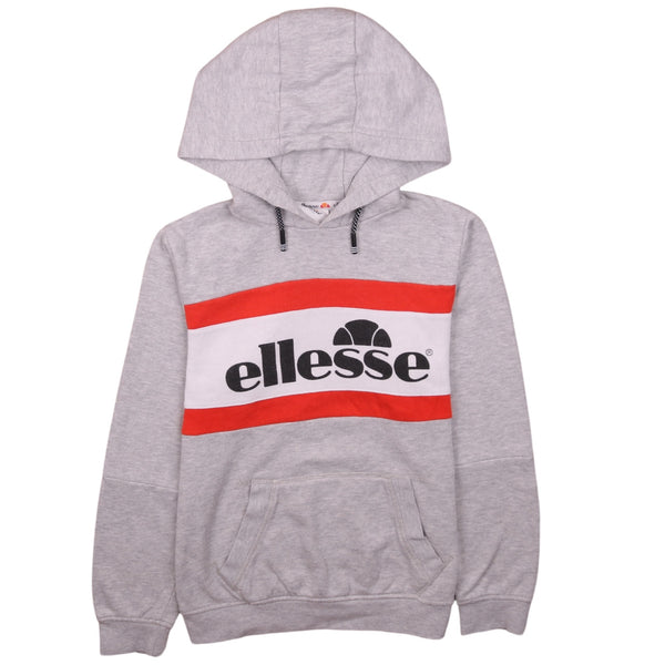 Ellesse Vintage 90's Spellout Pullover Hoodie Medium Grey Unisex M