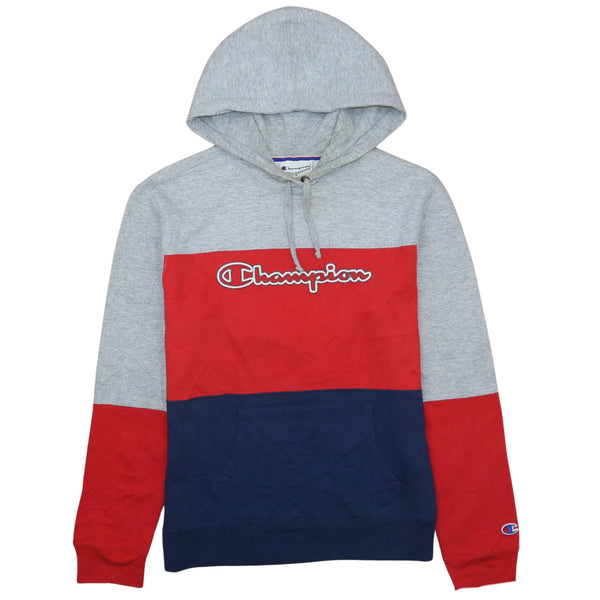 Vintage Champion 90s Spellout Pullover Hoodie Small Grey Cotton Sweatshirt