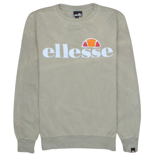 Ellesse 90's Vintage Grey Spellout Crew Neck Sweatshirt XSmall