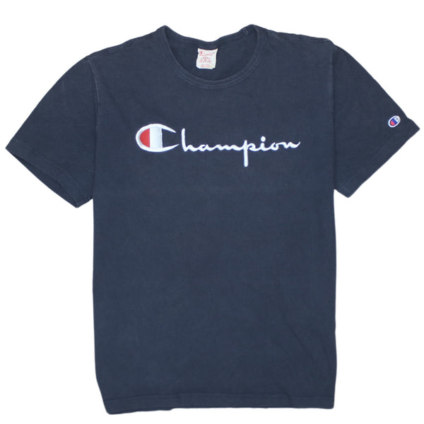 Vintage Champion 90's Navy Blue Spellout Short Sleeve T-Shirt Men's Large
