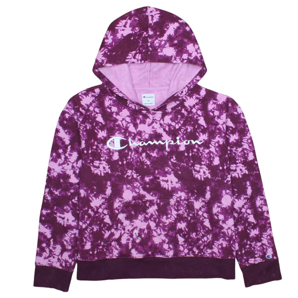 Champion 90s Vintage Spellout Hoodie Purple Women's XLarge Retro