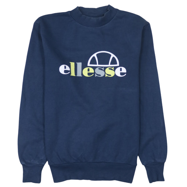Ellesse 90's Spellout Crew Neck Sweatshirt Small Navy Blue