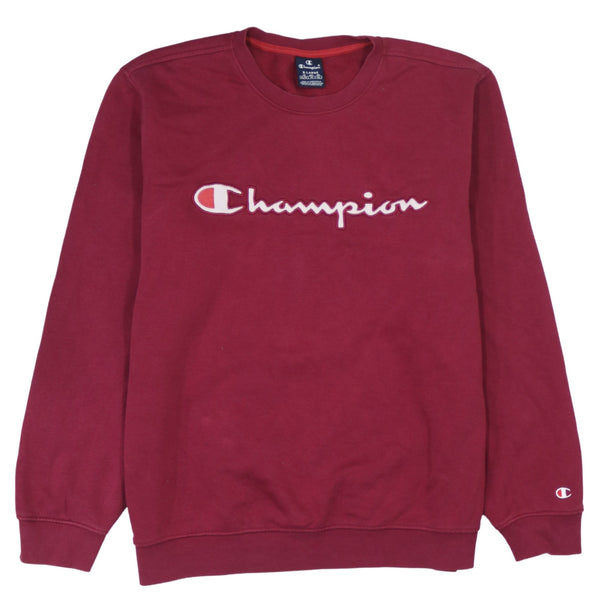 Champion 90's Vintage Red Spellout Crew Neck Sweatshirt XLarge