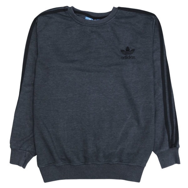 Adidas 90's Striped Sleeve Crew Neck Sweatshirt XLarge Grey