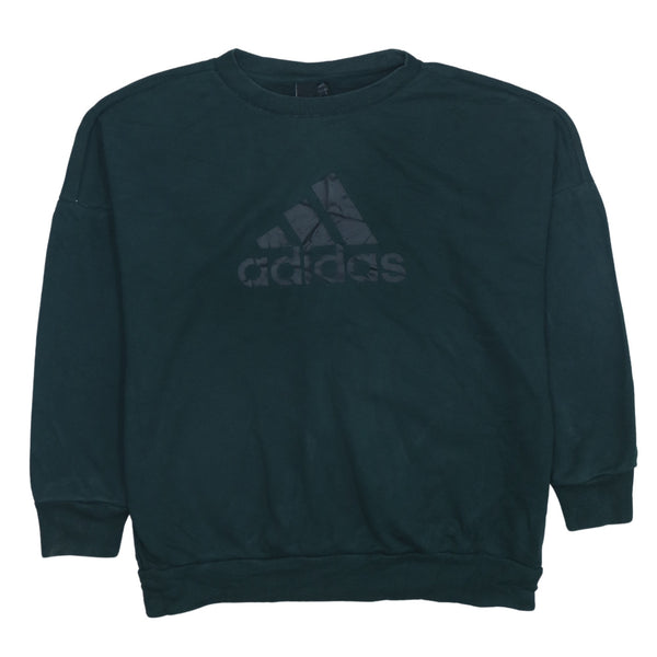 Adidas Vintage 90's Green Spellout Crew Neck Sweatshirt Size Small