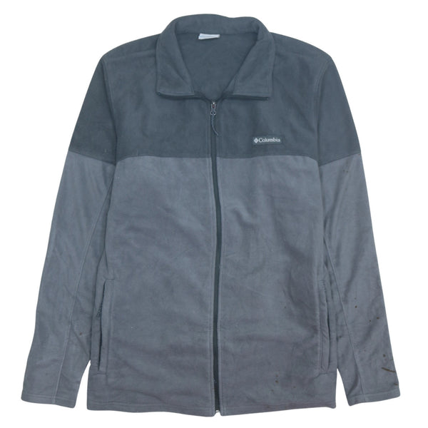 Columbia 90's Grey XLarge Hiking Fleece Jumper, Warm Full Zip-Up