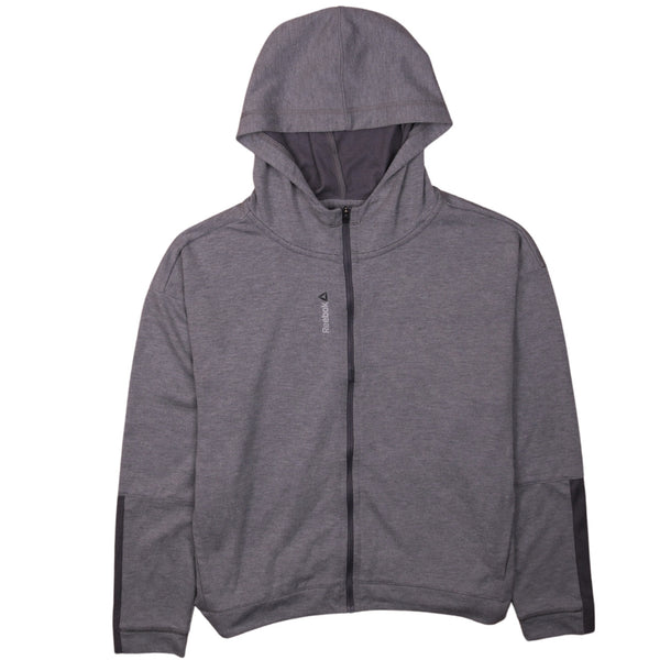 Rare Reebok 90's Women's Medium Grey Zip-Up Hoodie Vintage Style