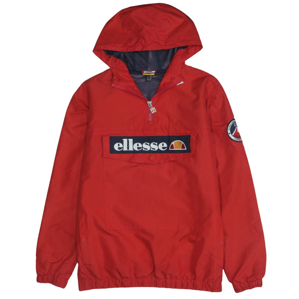 Ellesse 90s Vintage Red Spellout Quarter Zip Windbreaker Men's Large