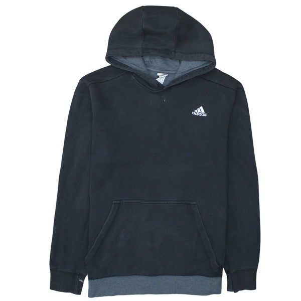 Adidas 90's Drawstring Pockets Pullover Hoodie Large Black