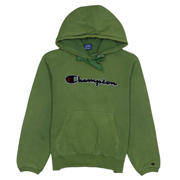 Champion 90's Spellout Pullover Hoodie Large Green