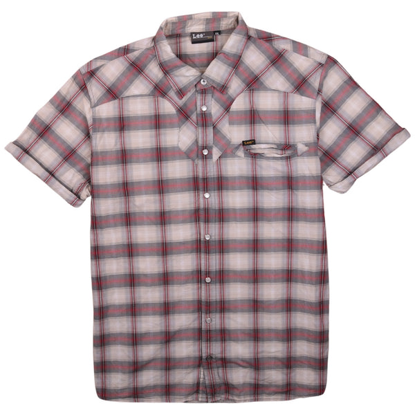 Lee Vintage 90's Grey Short Sleeve Button-Up T-Shirt Women's 2XL