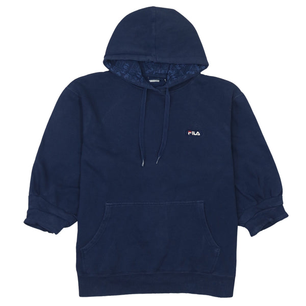 Fila 90's Navy Blue Pullover Hoodie XLarge with Drawstring Pockets