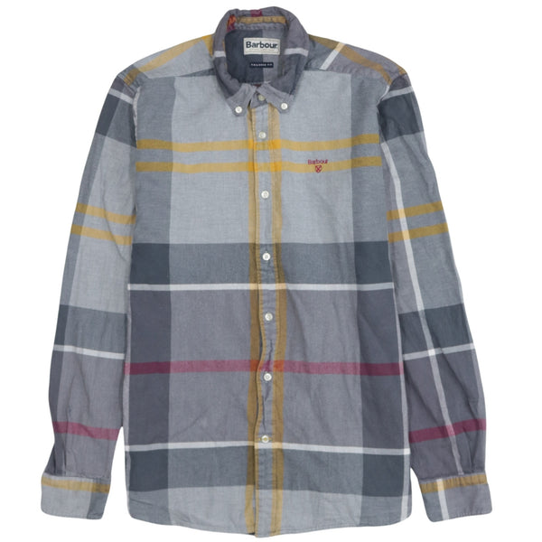 Barbour 90's Long Sleeve Button Up Shirt Medium  Grey
