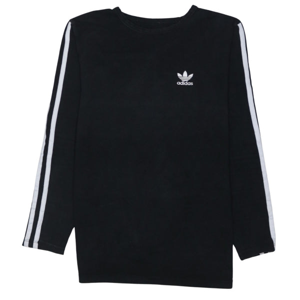 Adidas 90's Striped Sleeve Crew Neck Sweatshirt Small  Black