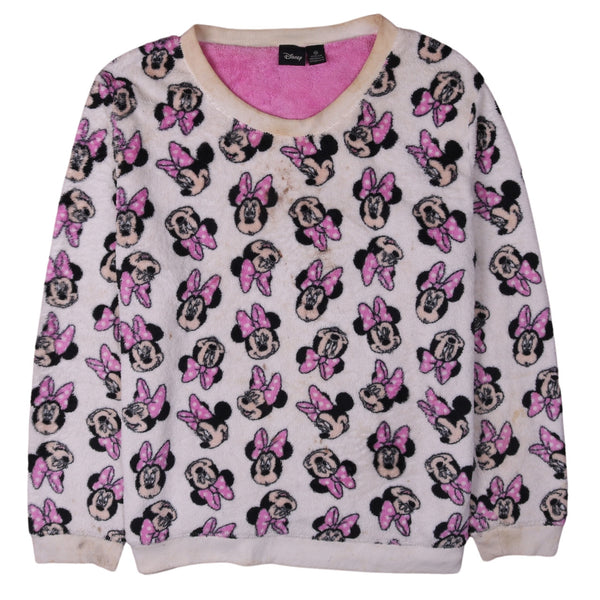 Vintage Disney 90's Minnie Mouse Fleece Crew Neck Jumper M White