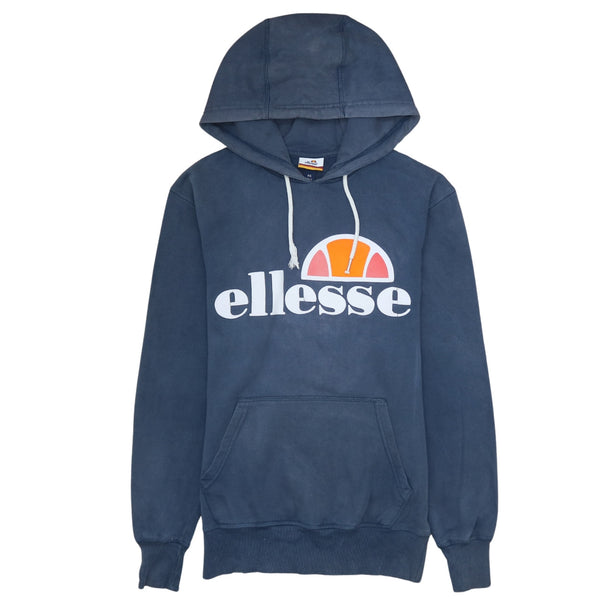 Ellesse 90's Navy Blue Spellout Pullover Hoodie XSmall