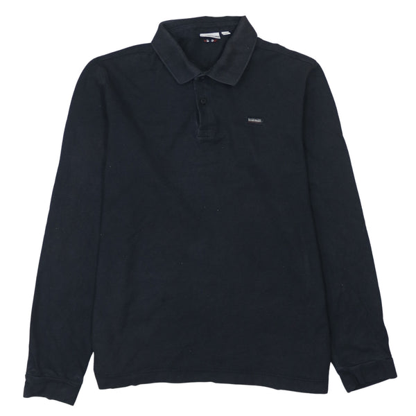 Napapijri 90's Long Sleeve Quarter Button Polo Shirt XLarge Black