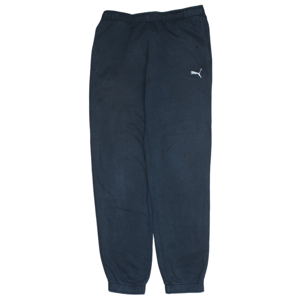 Puma Men's 90's Vintage Black Tracksuit Joggers Sweatpants Small