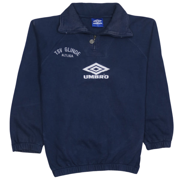 Umbro 90's Spellout Quarter Zip Sweatshirt XXLarge (2XL) Navy Blue
