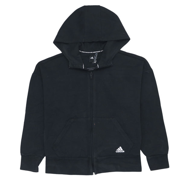 Adidas Retro 90s Women's Small Black Cotton Hoodie Zip Pockets