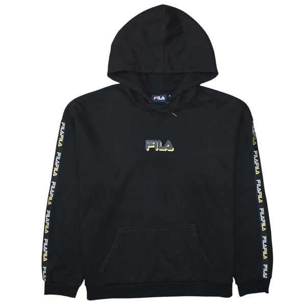 Fila 90's Drawstring Pockets Pullover Hoodie XLarge Black
