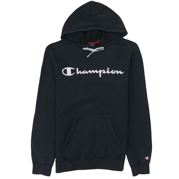 Champion 90's Spellout Pullover Hoodie Small Black