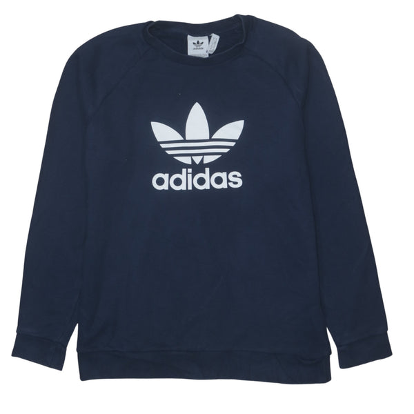 Adidas 90s Vintage Spellout Crew Neck Sweatshirt Medium Navy Blue