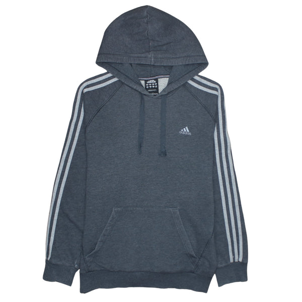 Adidas 90's Striped Sleeve Pullover Hoodie Medium Grey