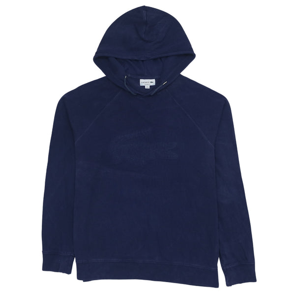 Vintage Lacoste 90's Navy Blue Spellout Pullover Hoodie - Medium Size