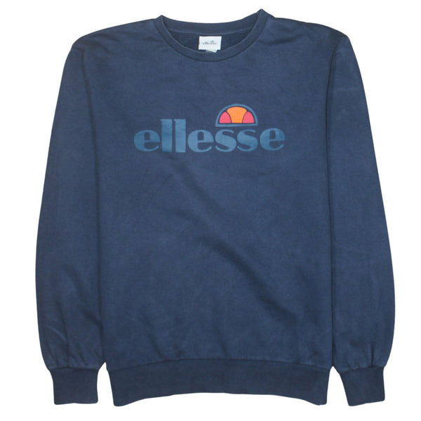 Ellesse 90's Spellout Crew Neck Sweatshirt Large Navy Blue