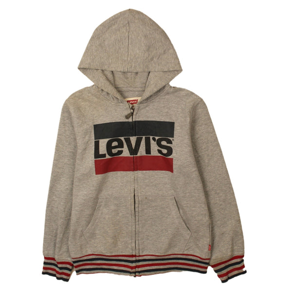 Levi's 90's Grey Spellout Full Zip Up Hoodie XSmall Vintage